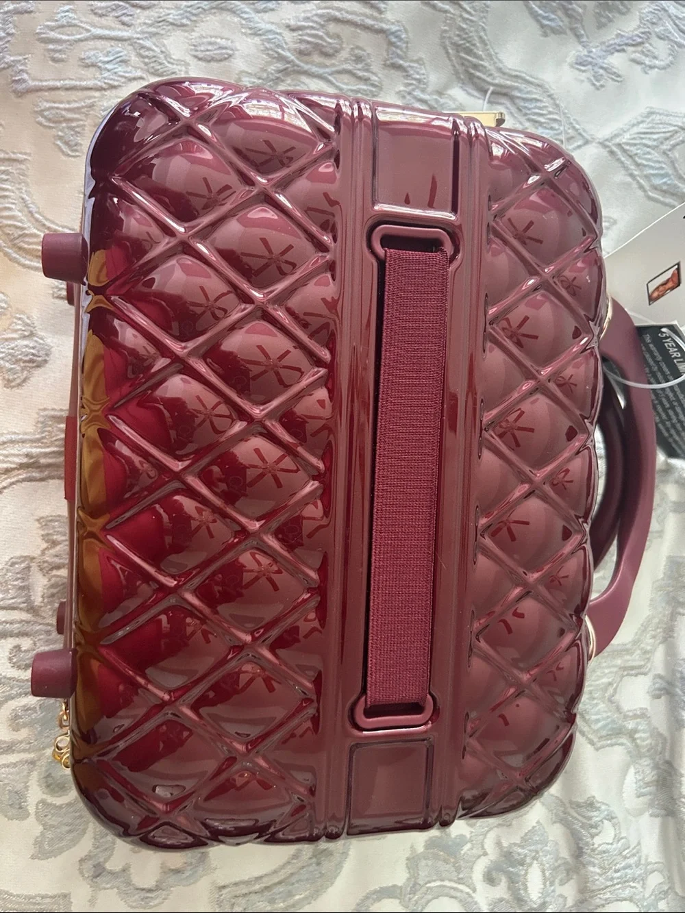 Marcy McKenna Gloss Quilted hard shell Cosmetic Case in Burgundy